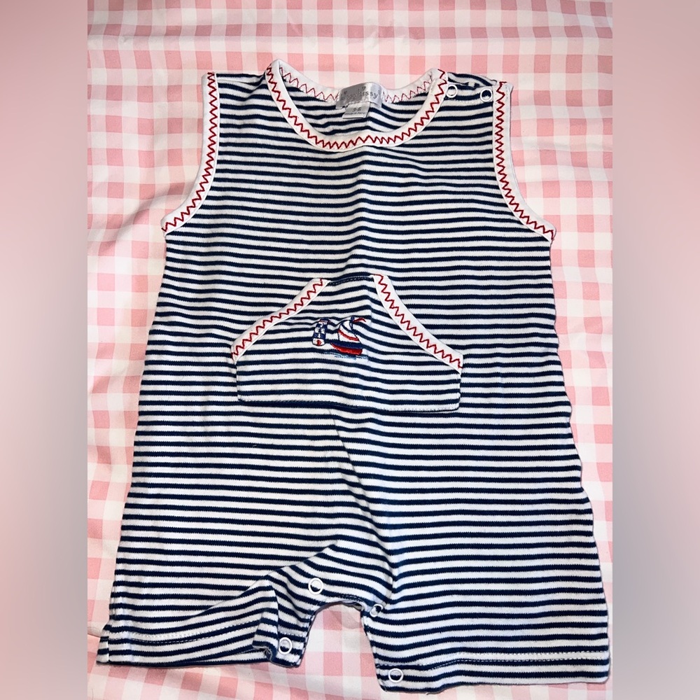 Kissy Kissy Navy and White Striped Kids Romper